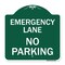Signmission Designer Series Emergency Lane No Parking, Green & White Aluminum Sign, 18" x 18", GW-1818-24109 A-DES-GW-1818-24109 - alternate 1